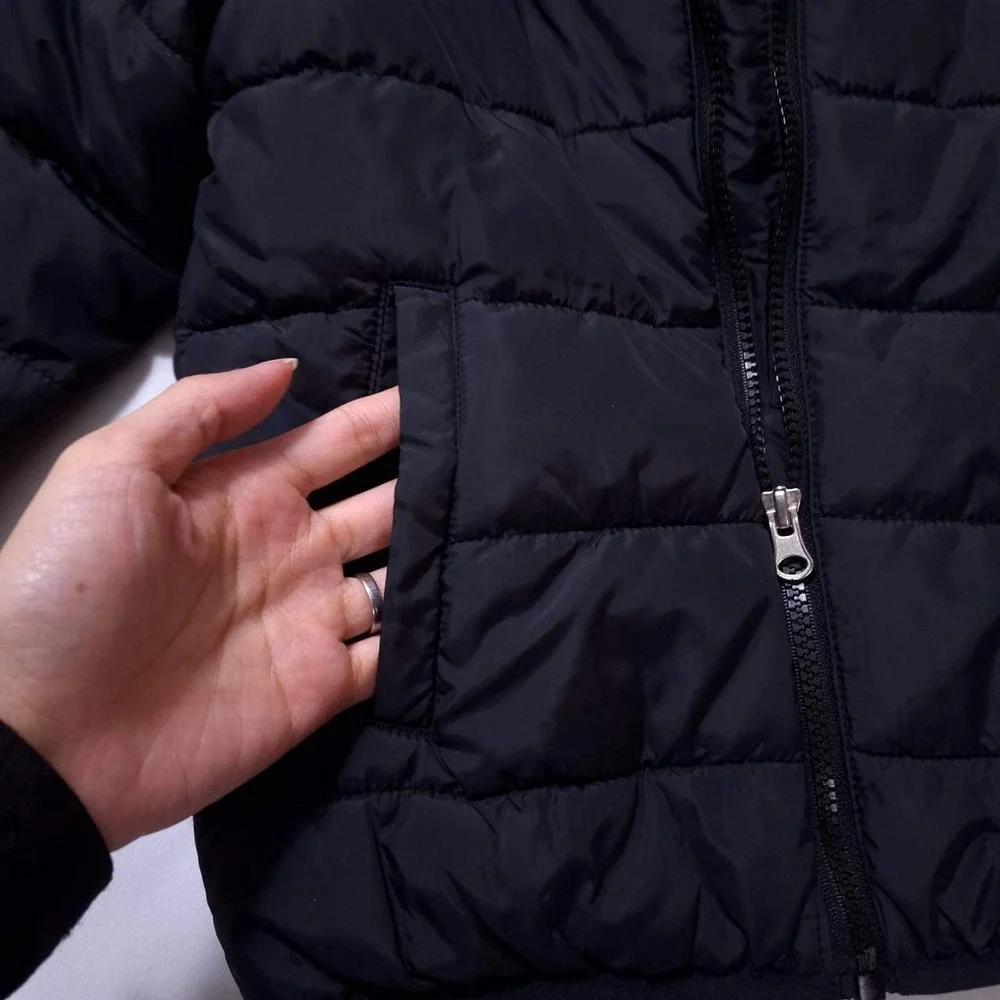 Mighty Mac Kids Puffer Jacket Sz 5/6yrs Hooded Stand Collar Full Zip Winter Coat